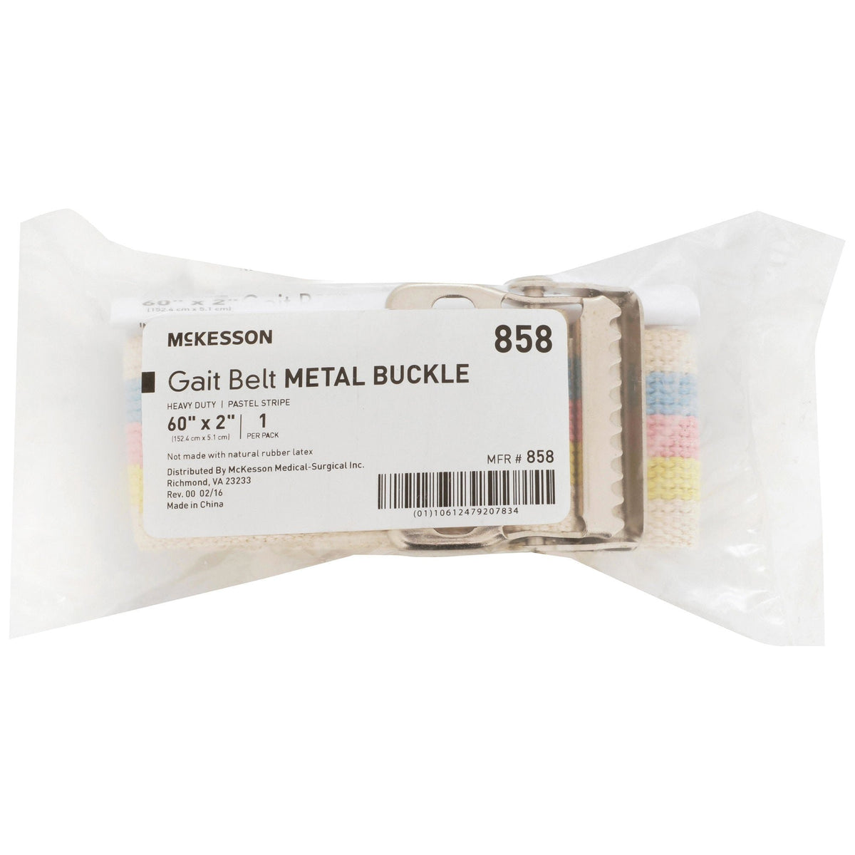 McKesson Gait Belt, Pastel Stripe, 60", Metal Buckle - 858-Single - LL Medico