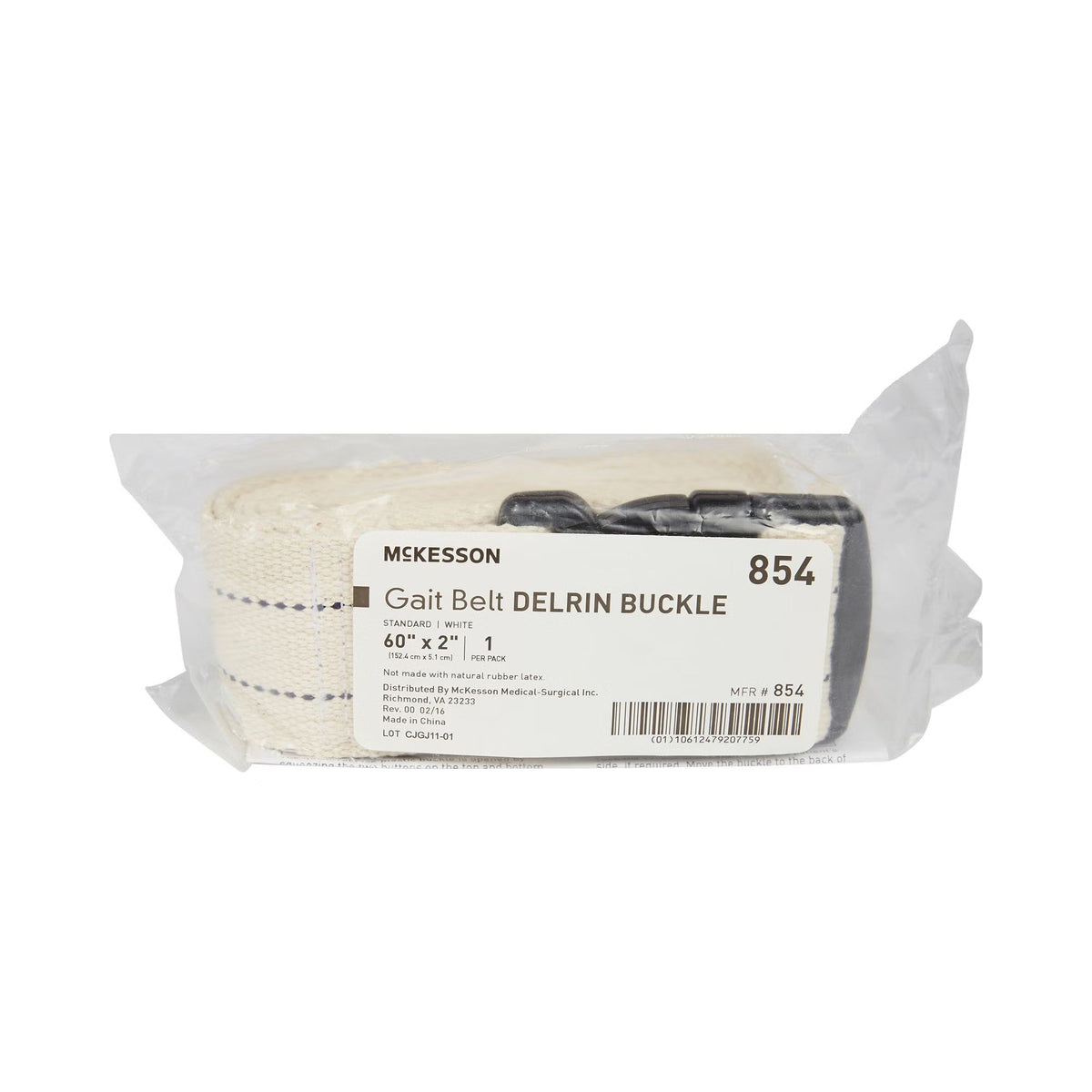 McKesson Gait Belt with White Metal Buckle, 60" - 854-Single - LL Medico