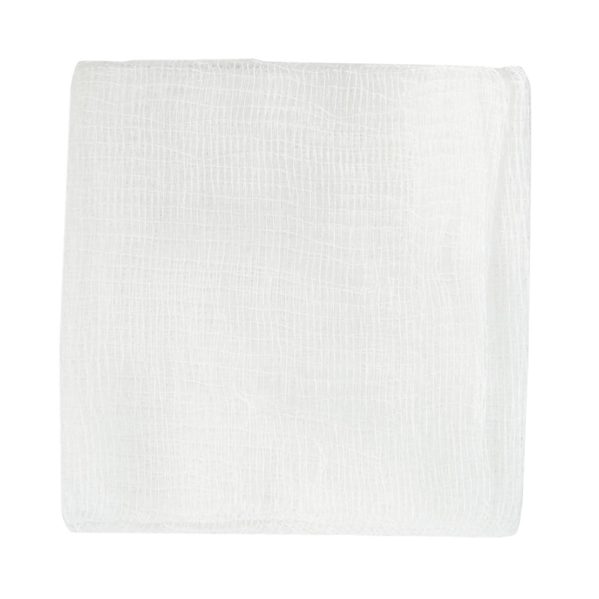 The McKesson Gauze Sponge is a sterile, 12-ply, 4x4 inch square made from 100% cotton with a fine, loosely woven texture—ideal for wound dressing—shown against a plain white background.