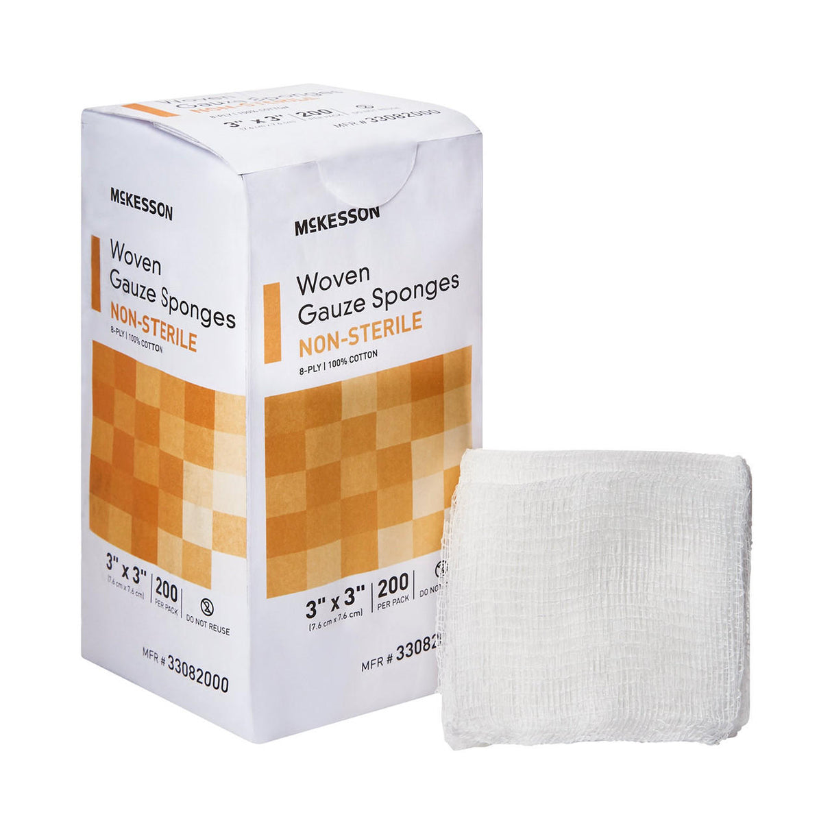 McKesson Gauze Sponge, 8 - Ply, 3x3 Inch Square, Non - Sterile - 33082000-Pack - LL Medico