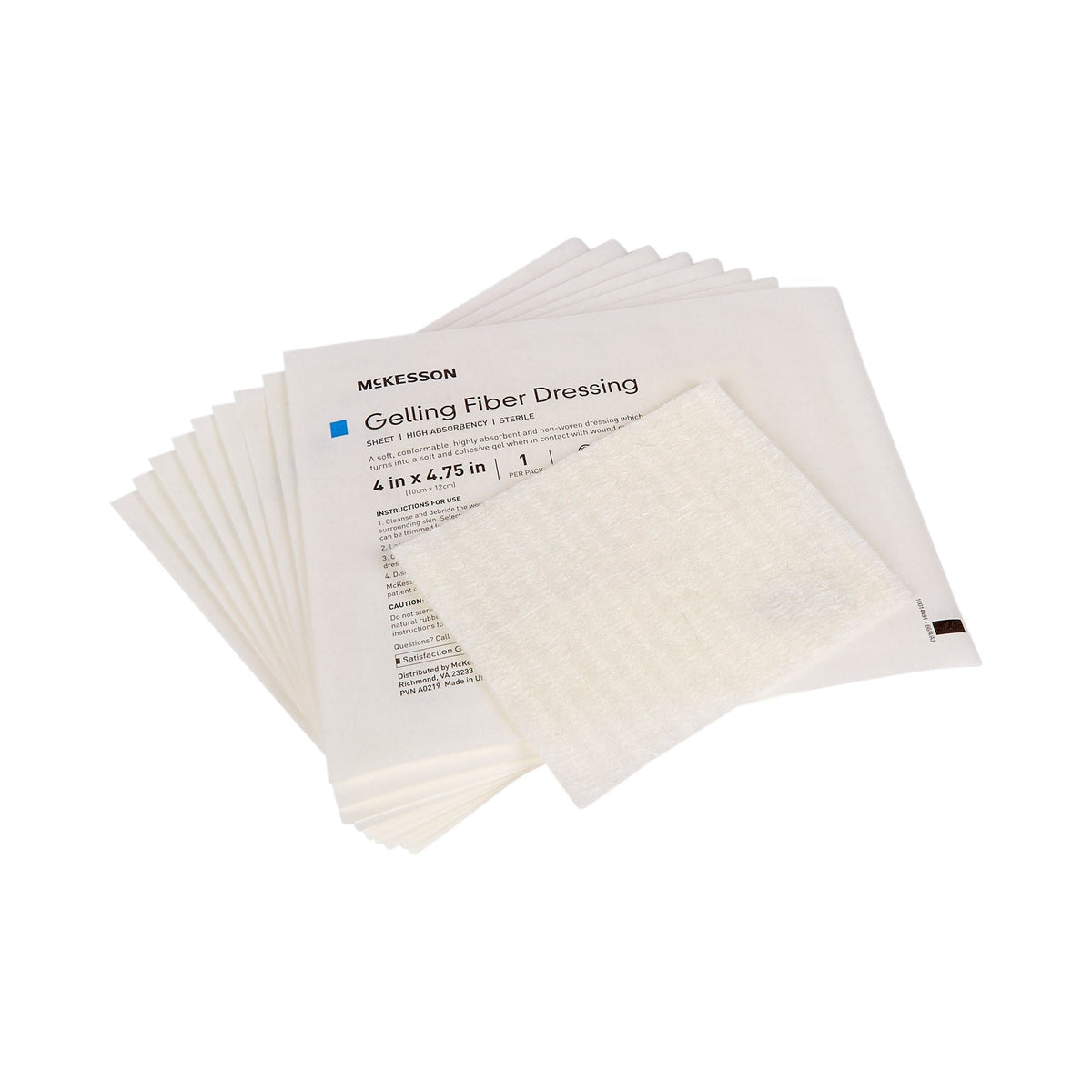 McKesson Gelling Fiber Dressing Sheet, Sterile, 4 x 4.75 In - 87400-Single - LL Medico