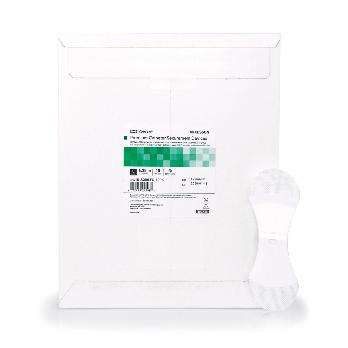 McKesson Grip-Lok Premium Catheter Securement Devices - 18-3400LFC-Single - LL Medico