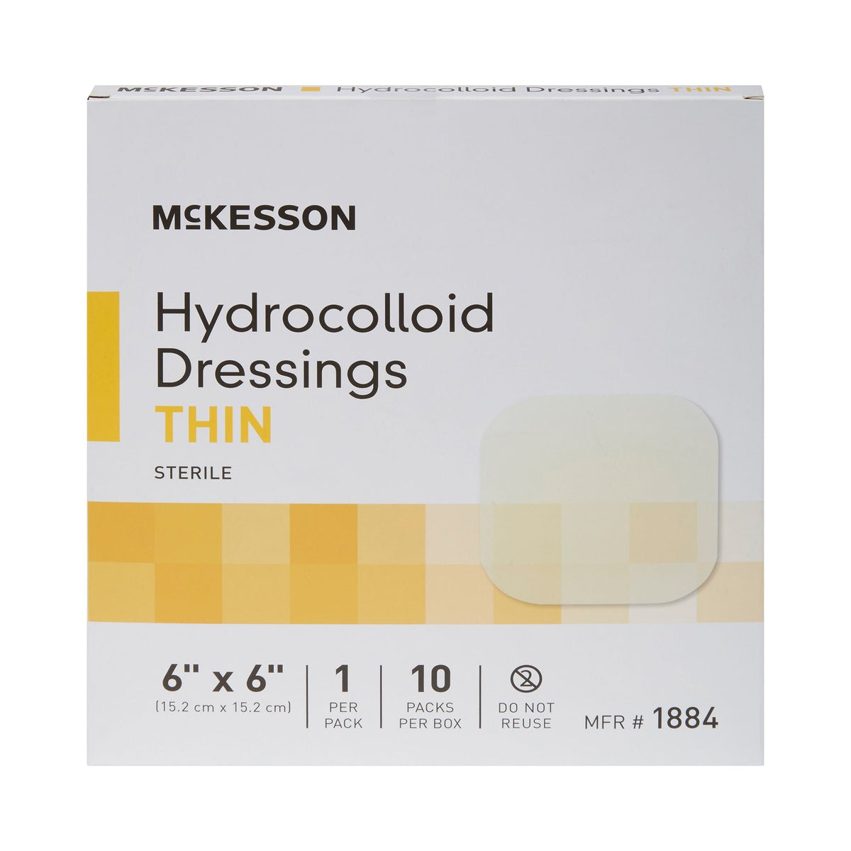McKesson Hydrocolloid Dressing Thin, Sterile, 6" x 6" - 1884-Single - LL Medico