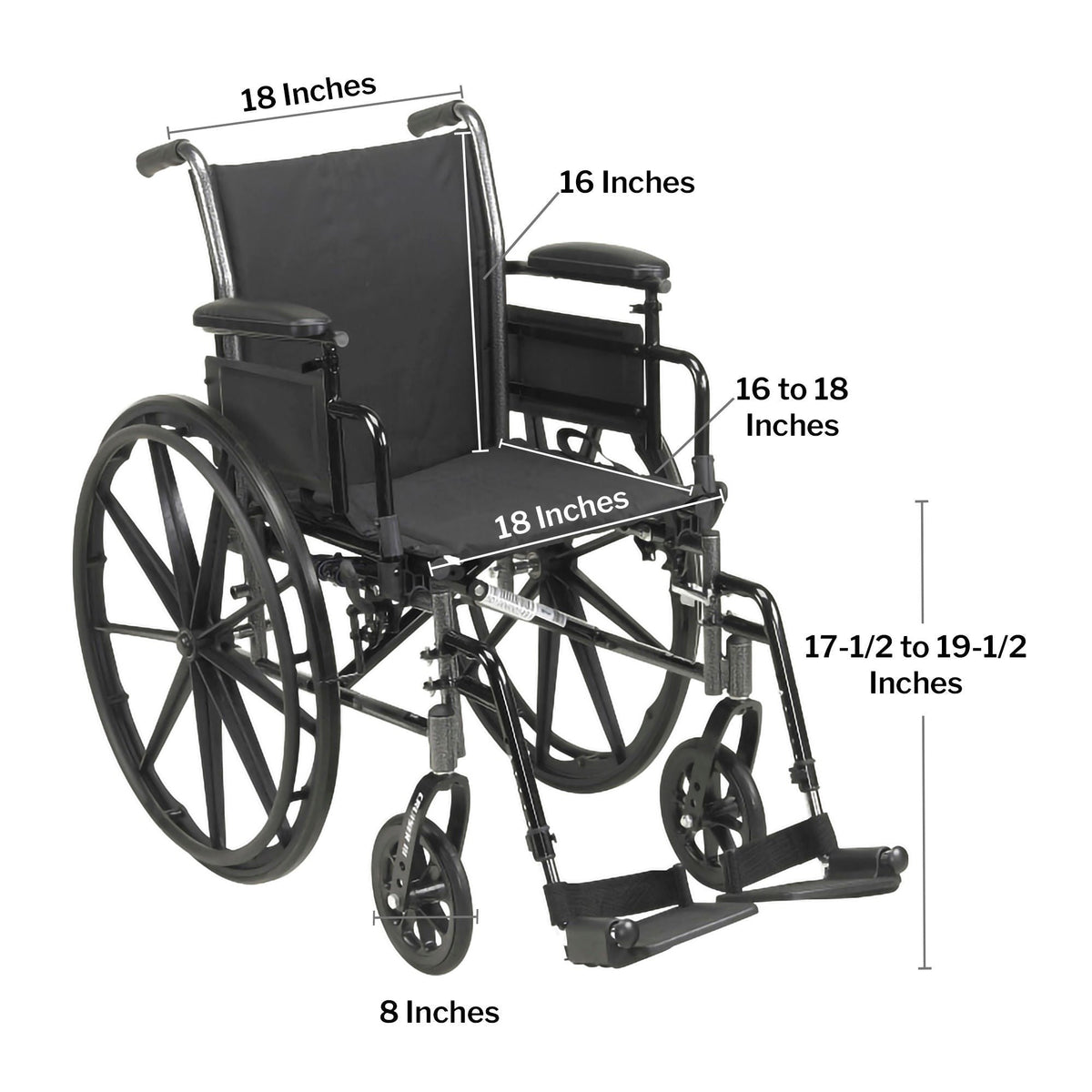 McKesson Lightweight Wheelchair, Dual Axle, Desk Length Arm, Swing-Away Footrest, 18" Seat Width, 300 lb Capacity - 146-K318ADDA-SF-Single - LL Medico