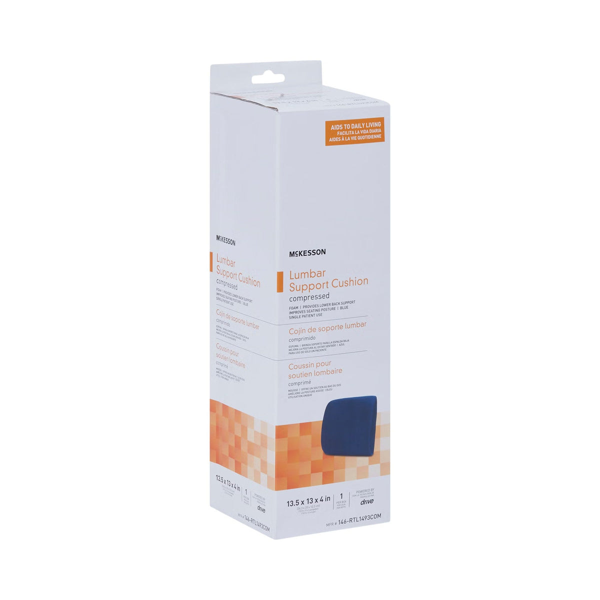 McKesson Lumbar Support Cushion, Foam, Standard, 13.4" x 13" x 4" - 146-RTL1493COM-Single - LL Medico