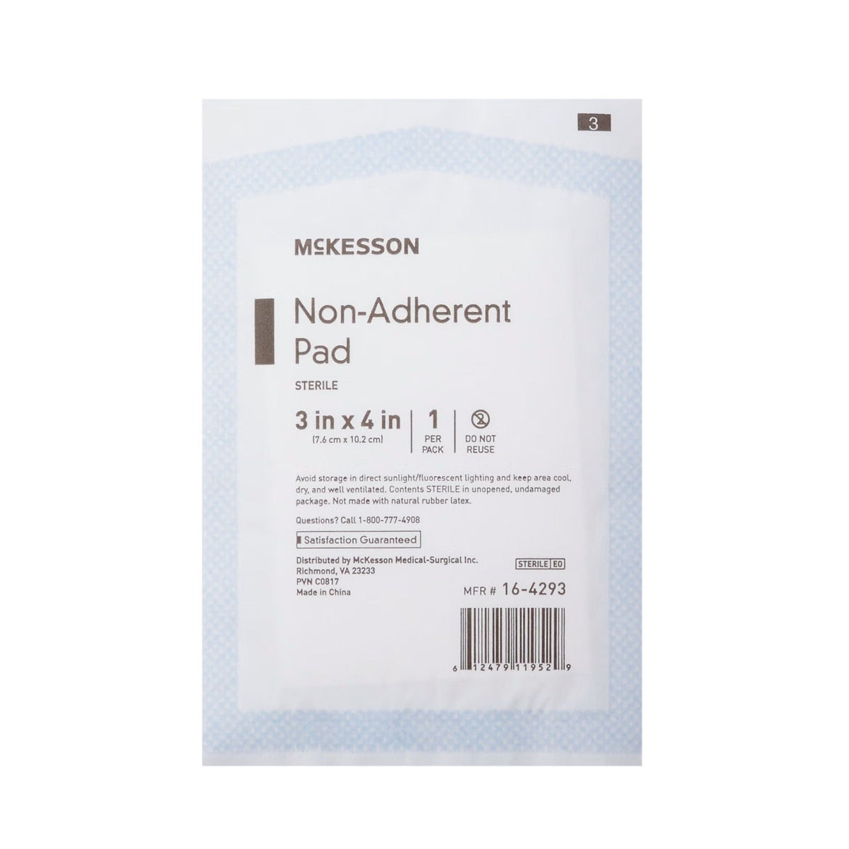 McKesson Non-Adherent Pads Sterile, 3 in x 4 in - 16-4293-Box - LL Medico