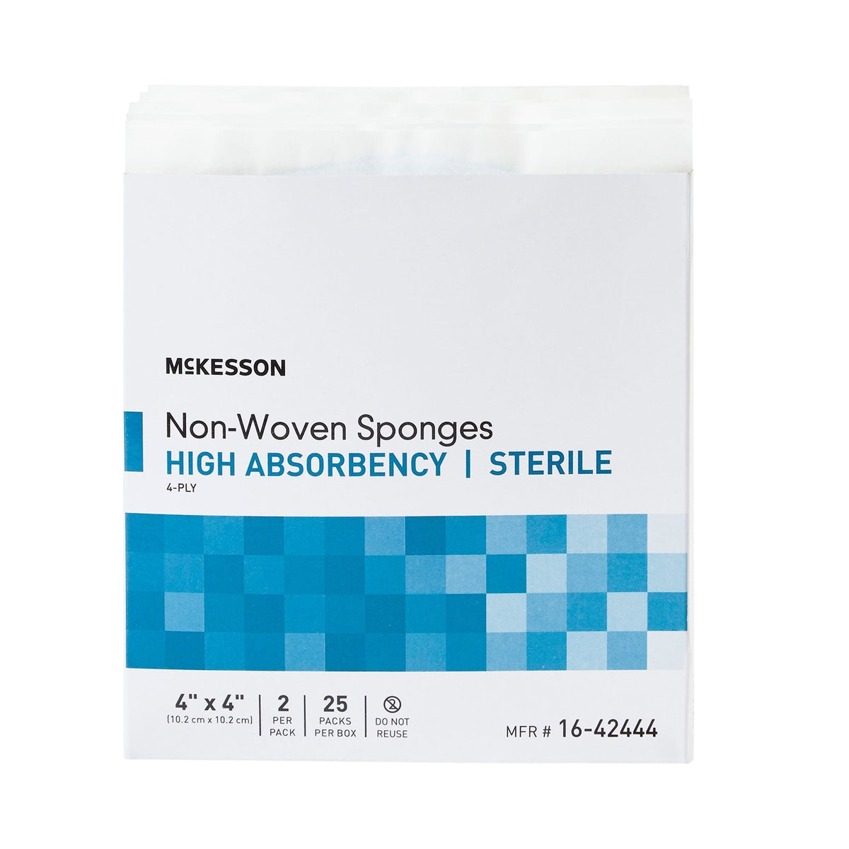 McKesson Non-Woven Sponges High Absorbency Sterile 4-Ply, 4" x 4" - 16-42444-Box - LL Medico