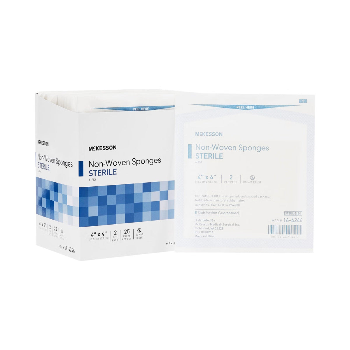 McKesson Non-Woven Sponges Sterile 6-Ply, 4" x 4", 2 per Pack - 16-4246-Box - LL Medico