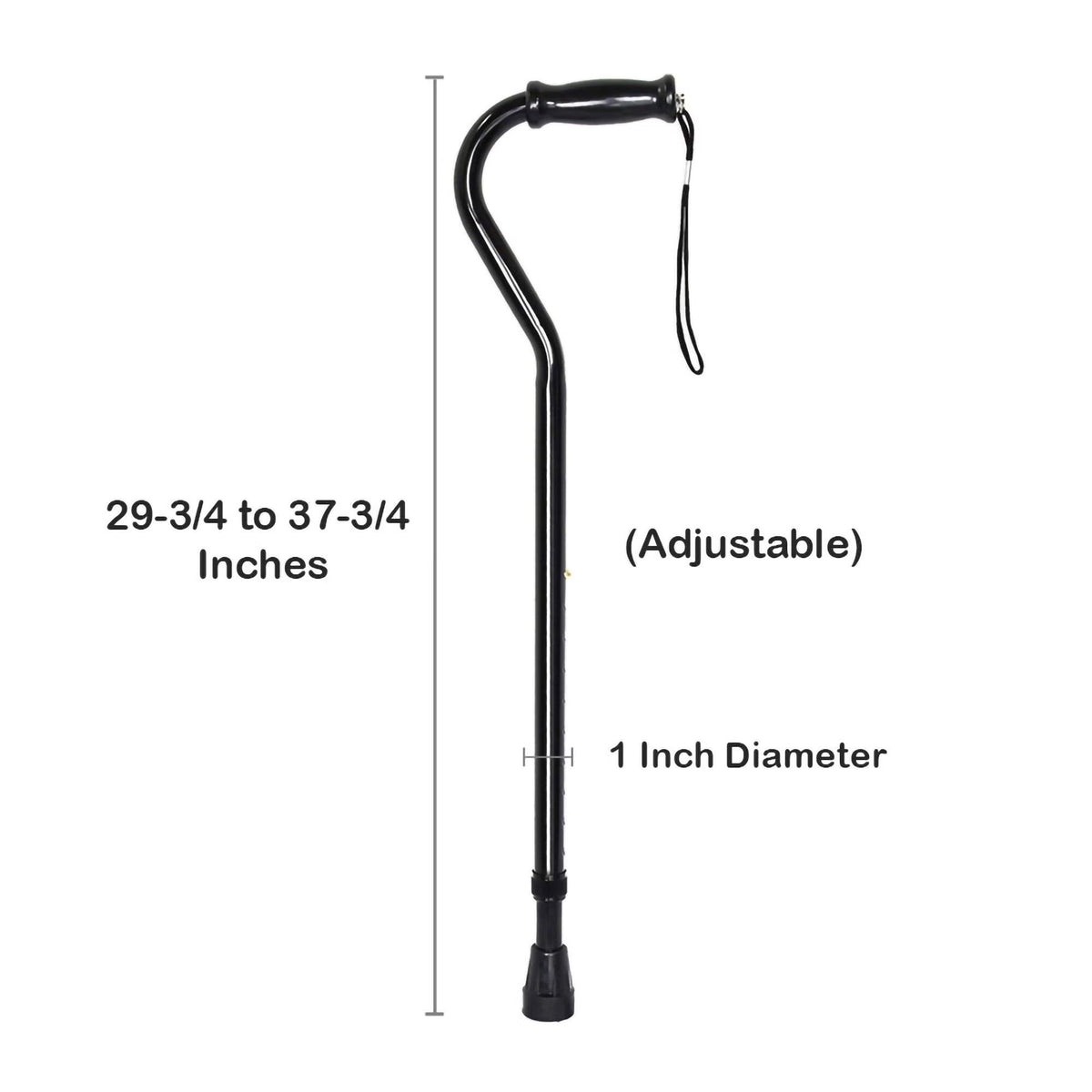McKesson Offset Cane, Adjustable Steel, Black, 29.75" to 37.75" Height - 146-10305-6-Single - LL Medico