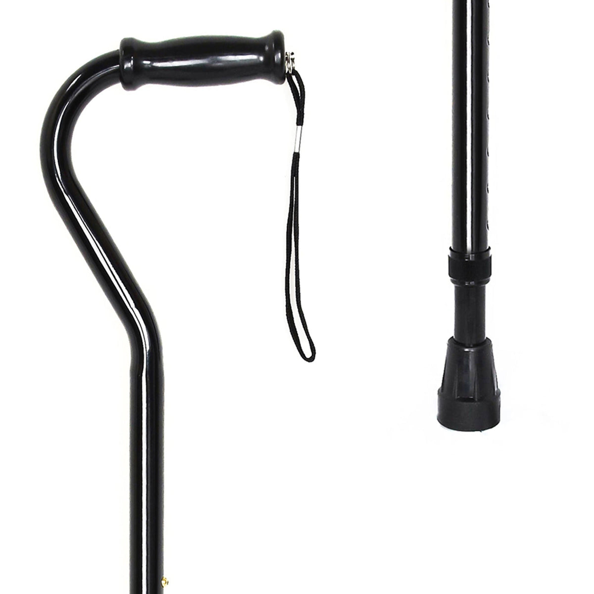 McKesson Offset Cane, Adjustable Steel, Black, 29.75" to 37.75" Height - 146-10305-6-Single - LL Medico