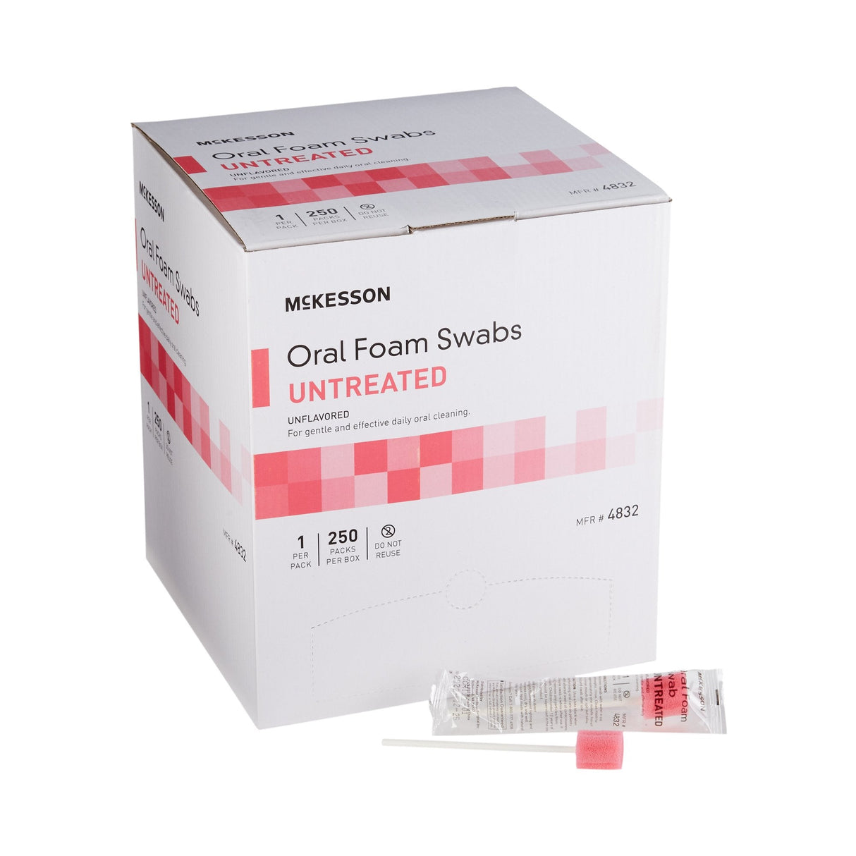 McKesson Oral Swabstick, Foam Tip, Untreated - 4832-Single - LL Medico