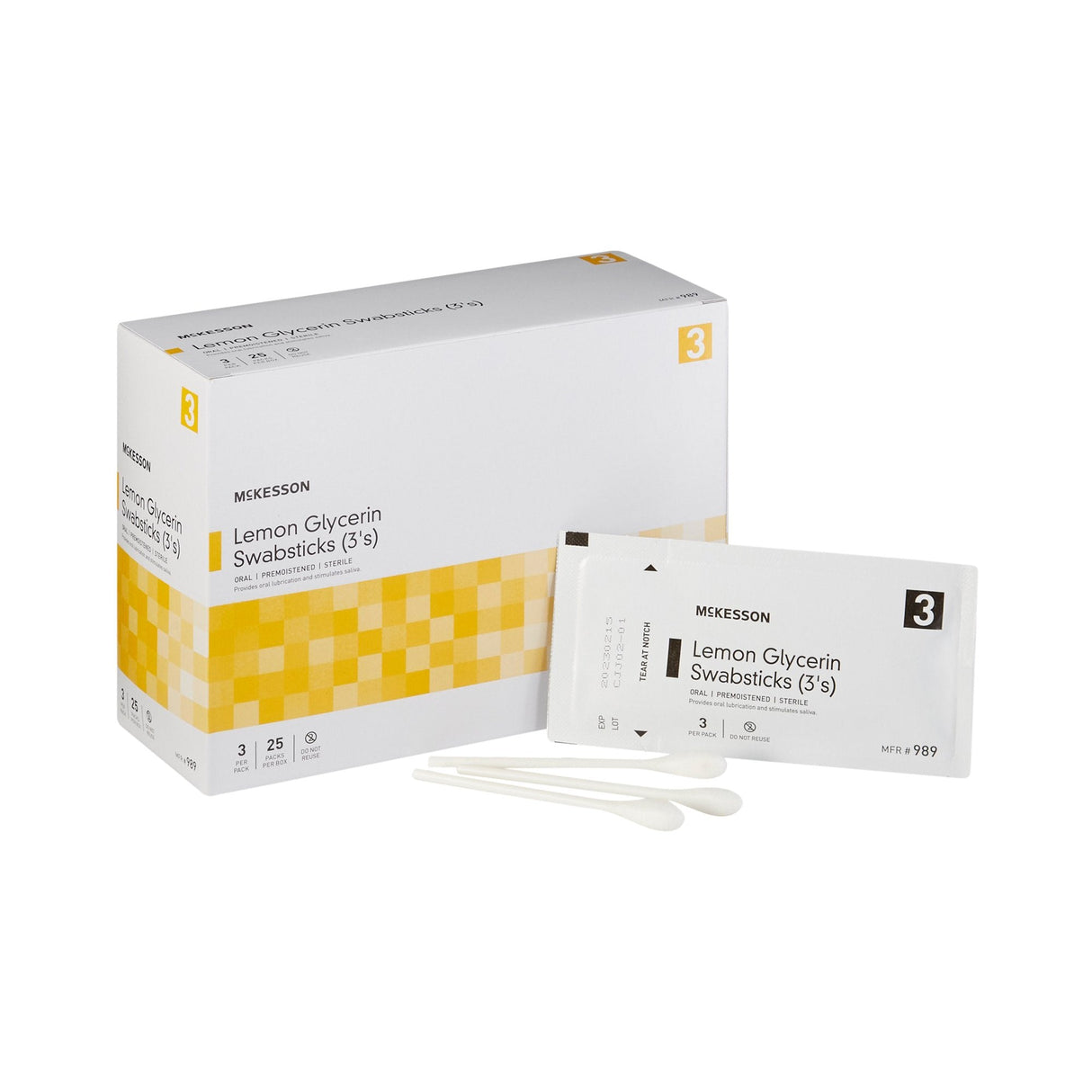 McKesson Oral Swabstick, Lemon Glycerin, Sterile - 989-Single - LL Medico