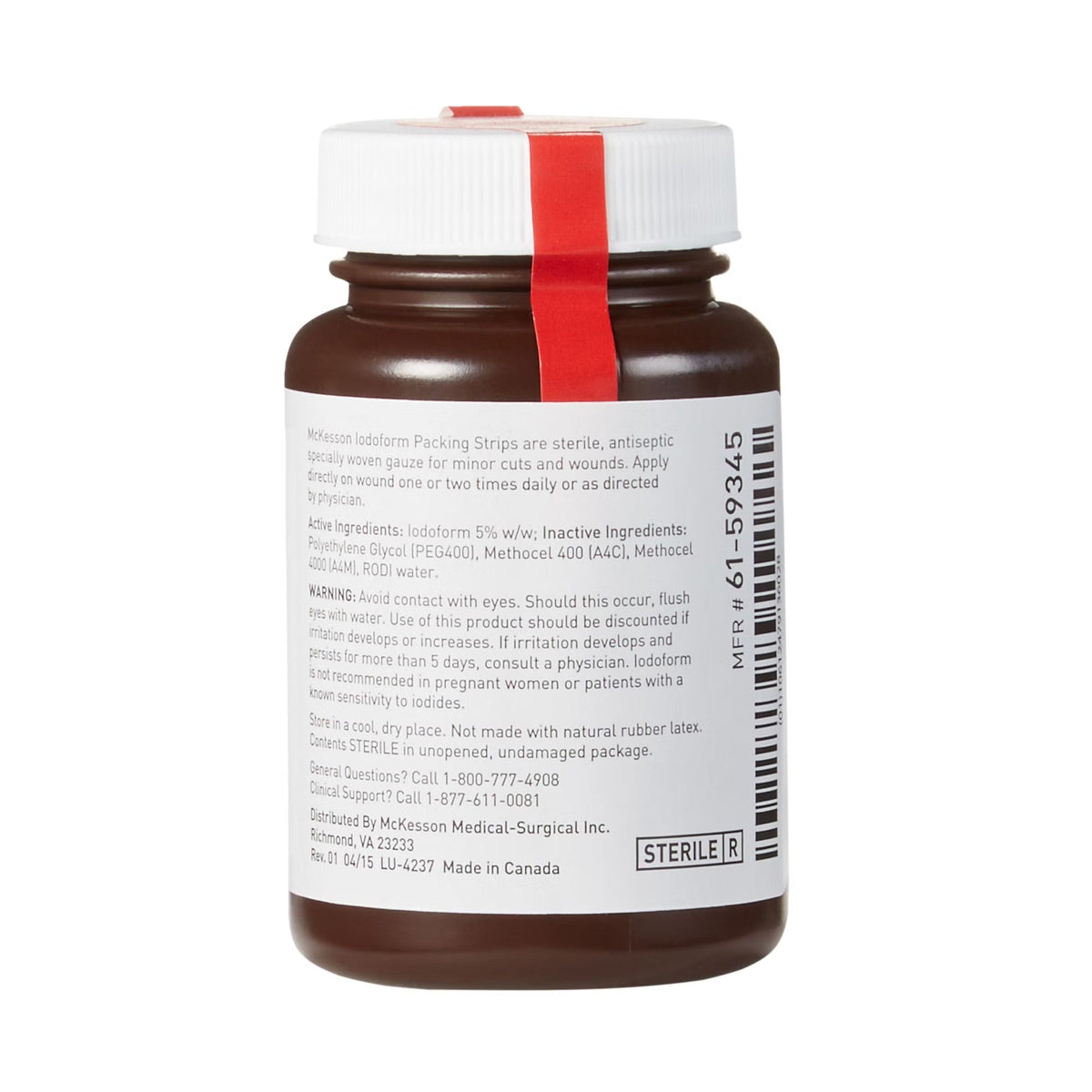 McKesson Packing Strip Iodoform, 100% Cotton, Sterile, 1 In x 5 Yds - 61-59345-Single - LL Medico