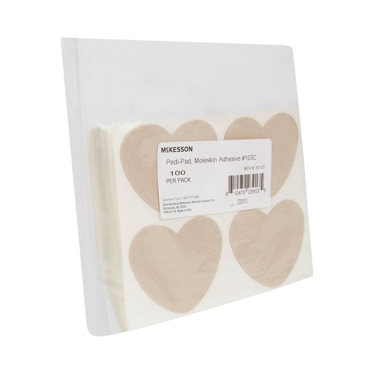 McKesson Pedi-Pad Moleskin Adhesive Foot Pad, 100 Count - 30143-Pack - LL Medico