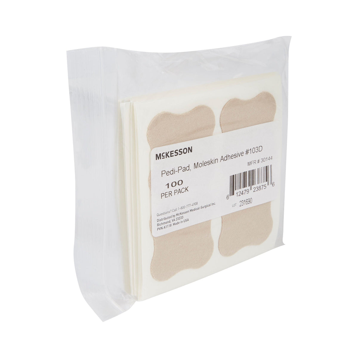 McKesson Pedi-Pad Moleskin Adhesive Pad 103D, 100 Per Pack - 30144-Pack - LL Medico