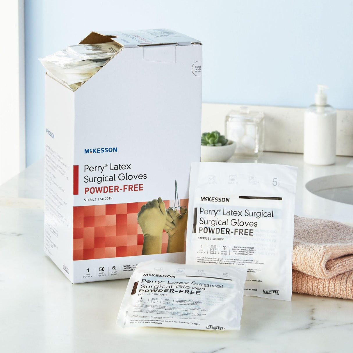 McKesson Perry Latex Surgical Gloves, Powder-Free, Sterile - 20-1055N-Box - LL Medico