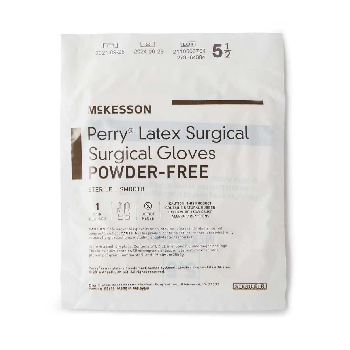 McKesson Perry Latex Surgical Gloves, Powder-Free, Sterile - 20-1055N-Box - LL Medico