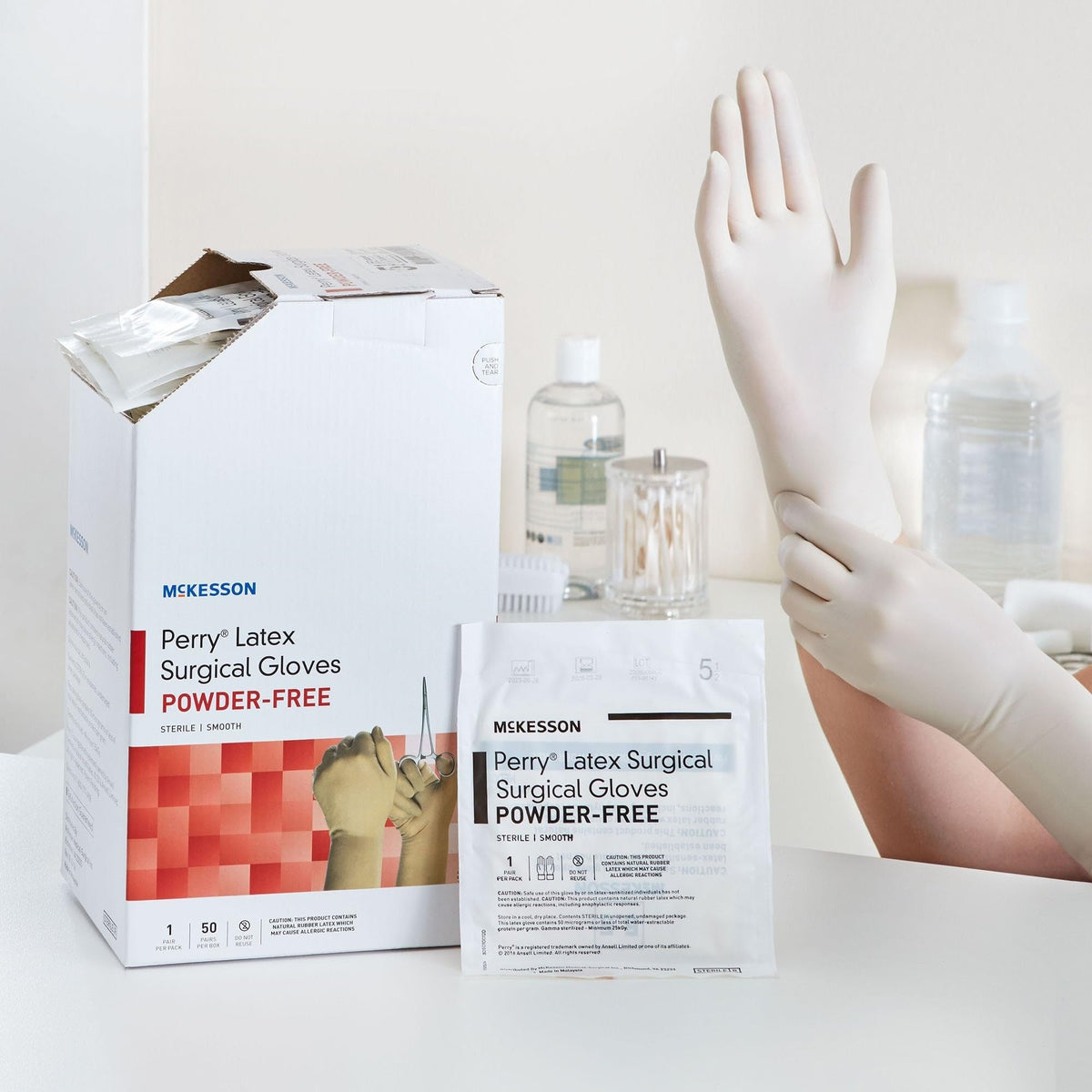 McKesson Perry Latex Surgical Gloves, Powder-Free, Sterile - 20-1055N-Box - LL Medico