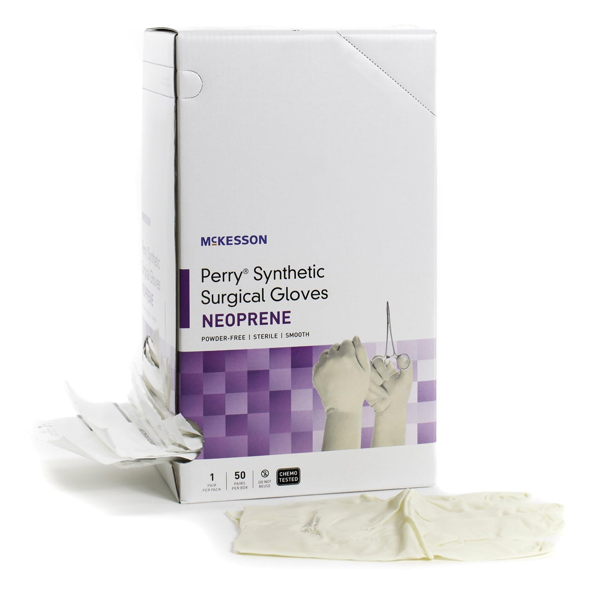 McKesson Perry Synthetic Surgical Gloves, Powder-Free, Sterile Neoprene - 20-2555N-Box - LL Medico