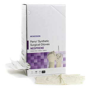 McKesson Perry Synthetic Surgical Gloves, Powder-Free, Sterile Neoprene - 20-2555N-Box - LL Medico