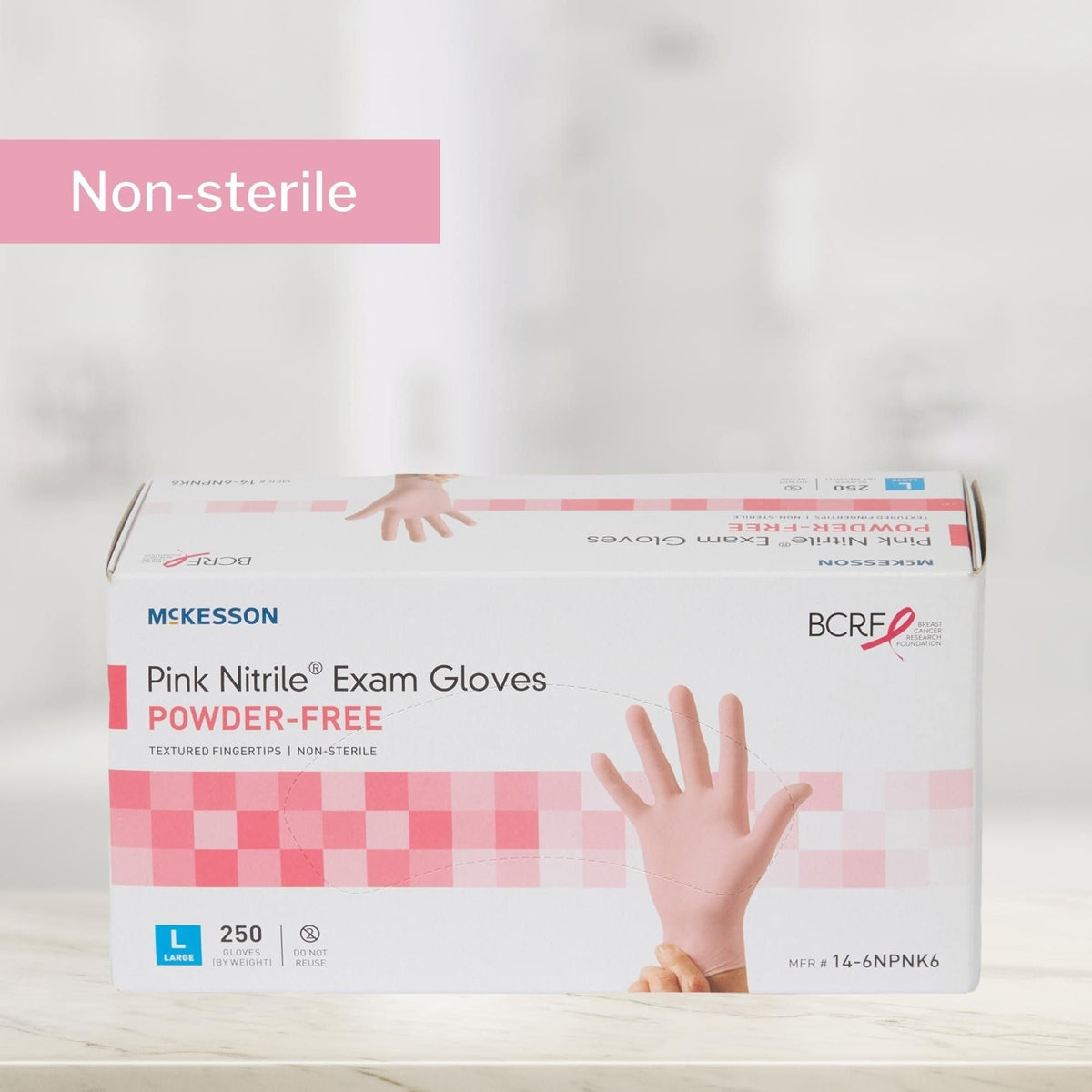 McKesson Pink Nitrile Exam Gloves, Powder-Free - 14-6NPNK2-Box - LL Medico