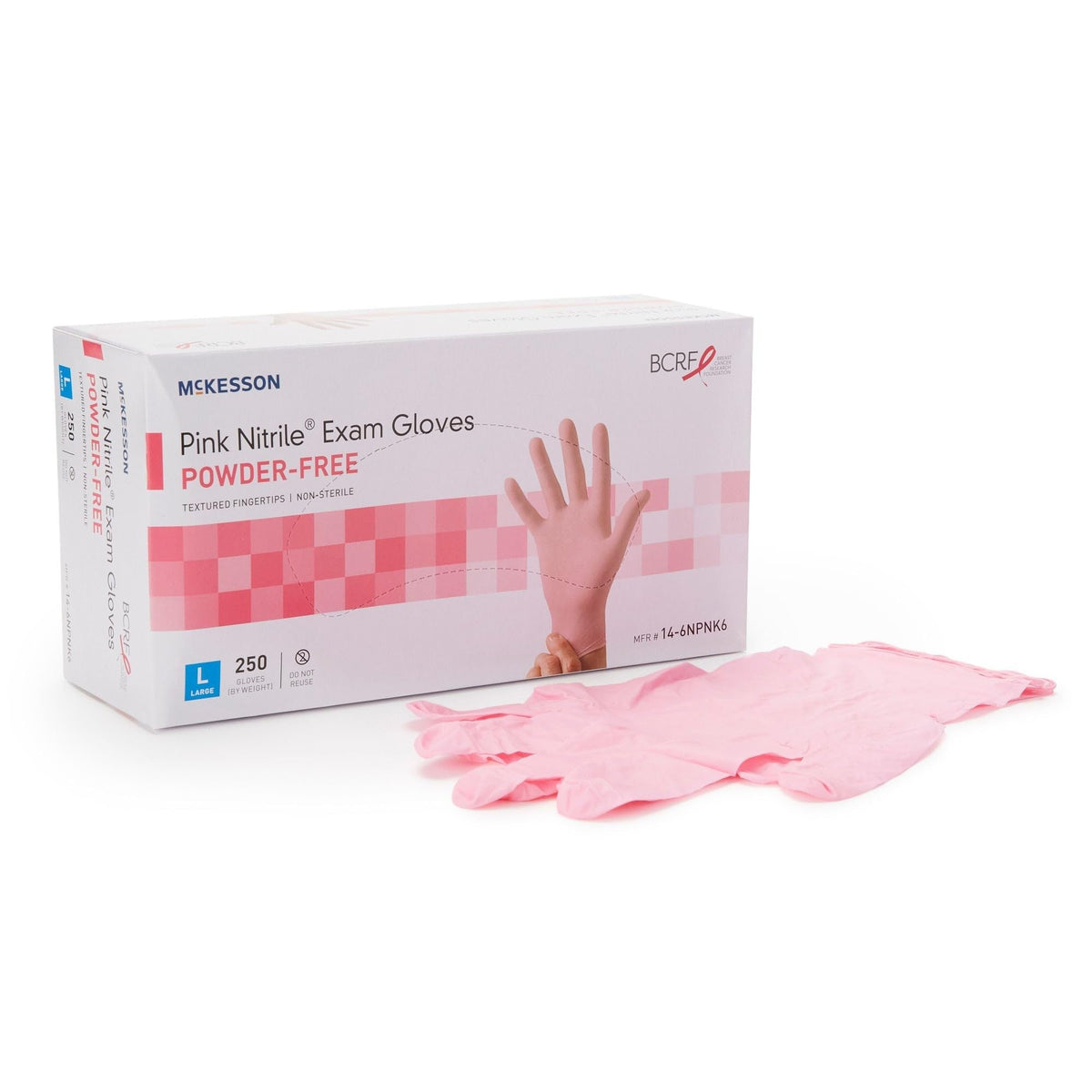 McKesson Pink Nitrile Exam Gloves, Powder-Free - 14-6NPNK2-Box - LL Medico