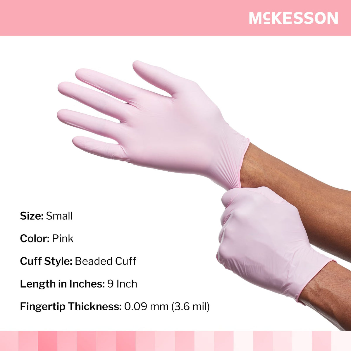 McKesson Pink Nitrile Exam Gloves, Powder-Free - 14-6NPNK2-Box - LL Medico