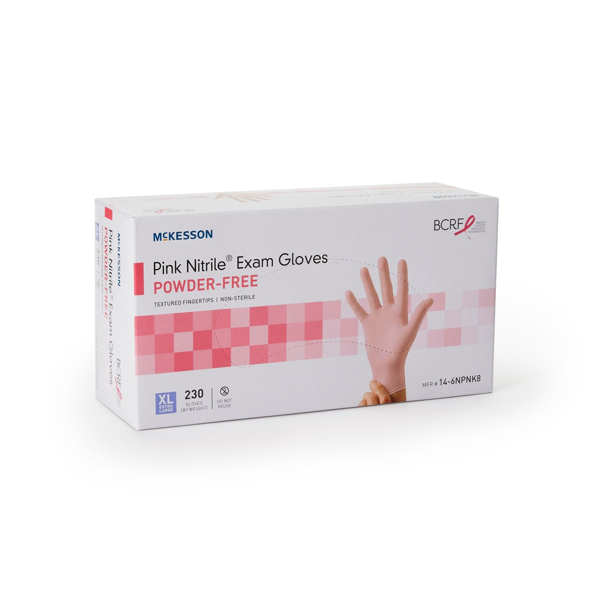 McKesson Pink Nitrile Exam Gloves, Powder-Free, Extra Large, Box of 230 - 14-6NPNK8-Box - LL Medico