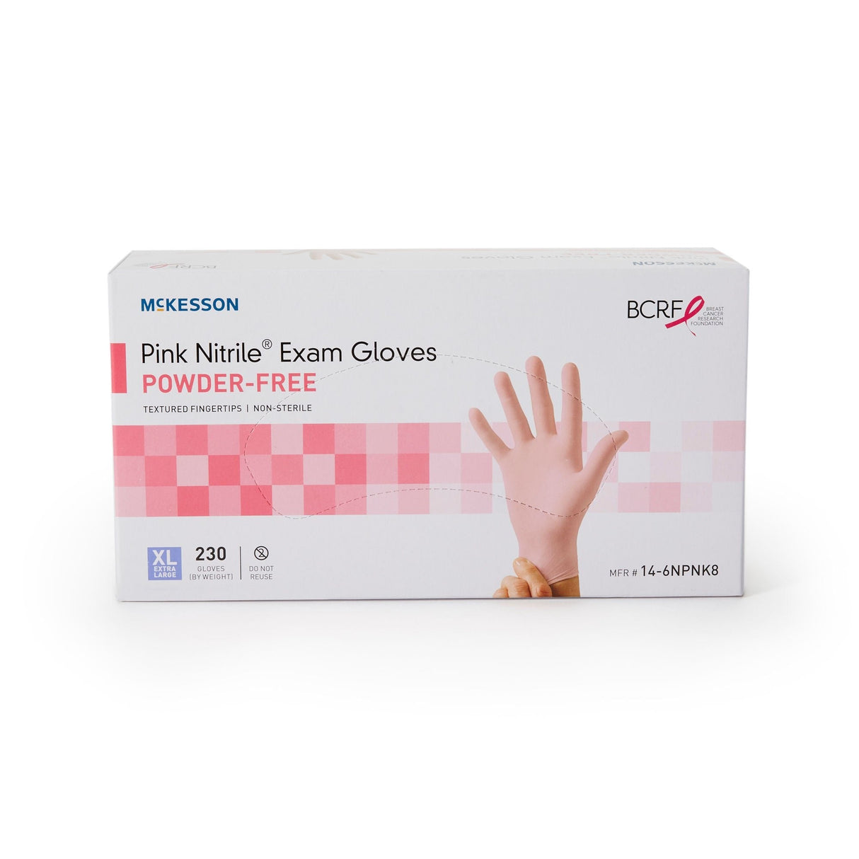 McKesson Pink Nitrile Exam Gloves, Powder-Free, Extra Large, Box of 230 - 14-6NPNK8-Box - LL Medico