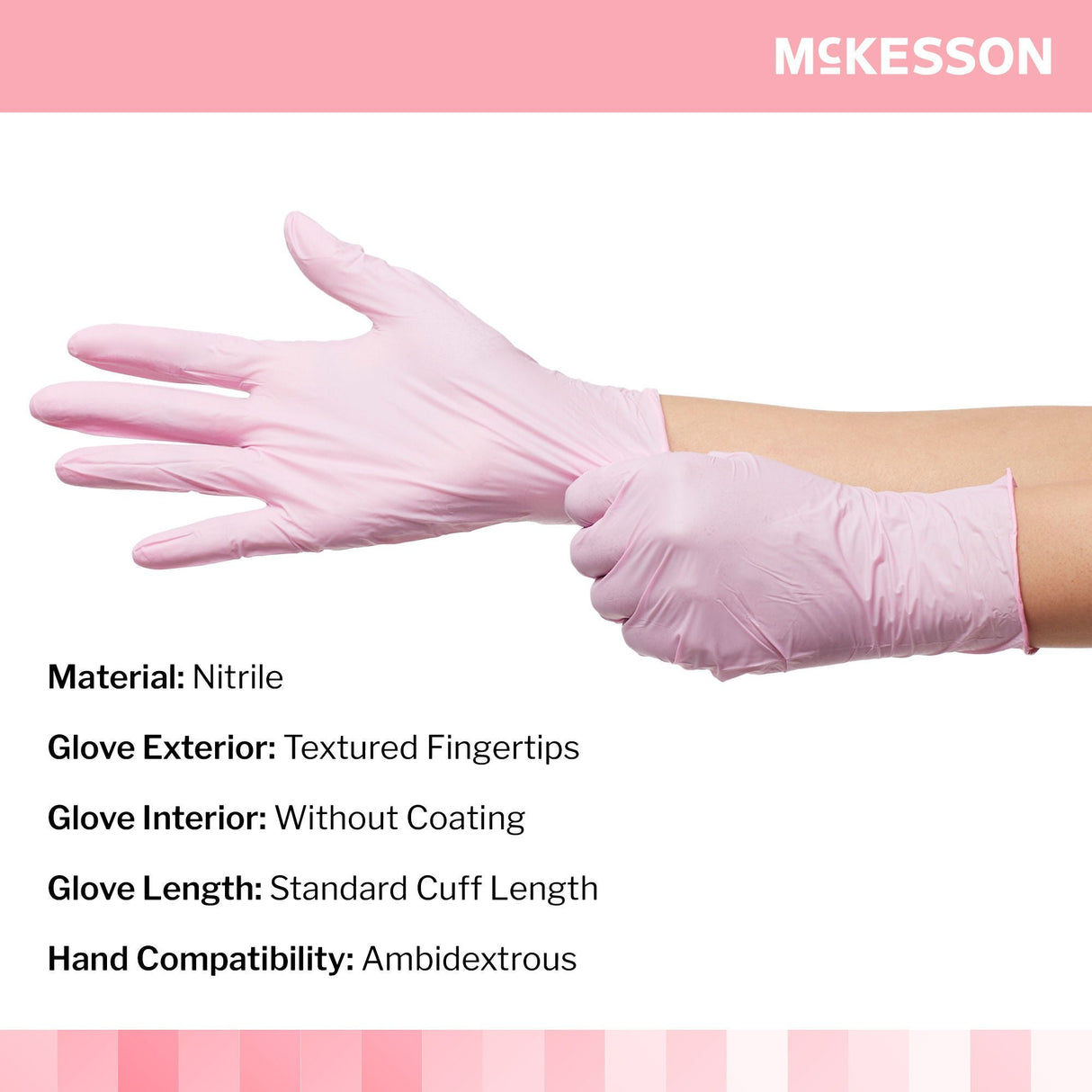 McKesson Pink Nitrile Nitrile Exam Glove, Extra Large, Pink - 14-6NPNK8-Box - LL Medico