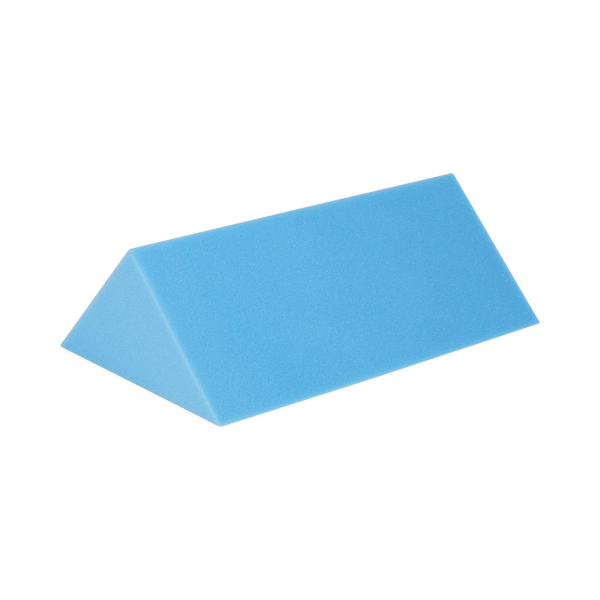 The McKesson Positioning Wedge, 8 W x 18 D x 8 H, is a blue, triangular support made from medical-grade polyurethane foam by McKesson, shown against a white background.