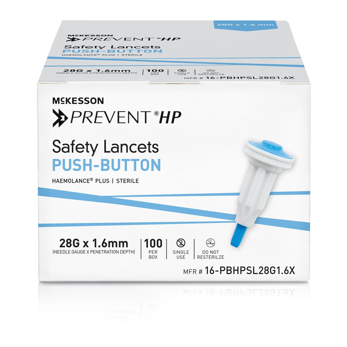 McKesson Prevent HP Safety Lancet, 28 Gauge - 16-PBHPSL28G1.6X-Box - LL Medico