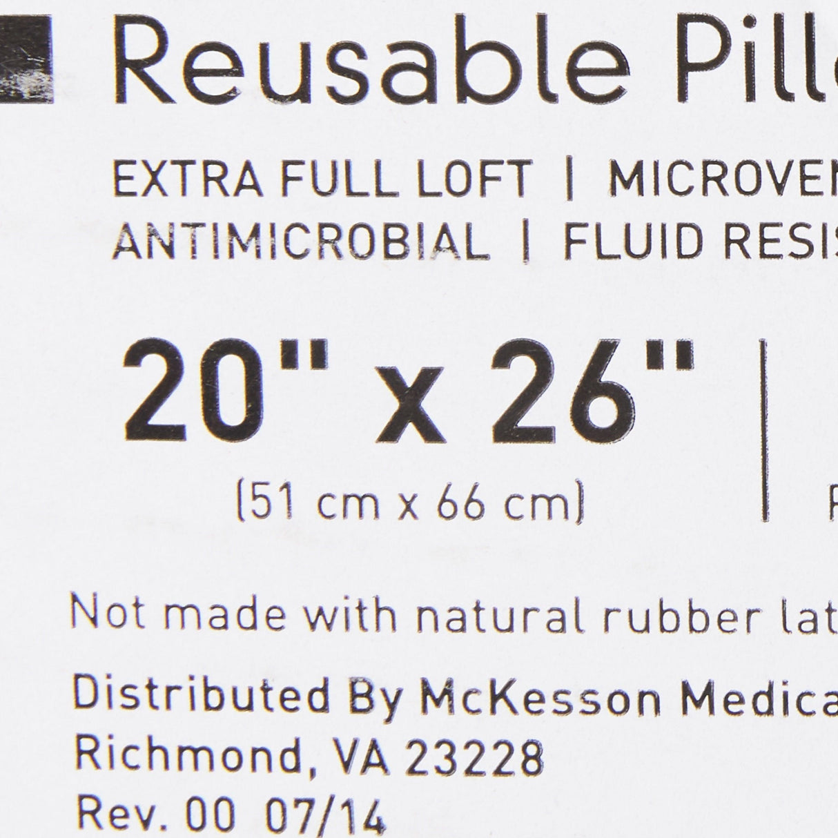 McKesson Reusable Bed Pillow, White, 20" x 26" - 41-2026-WXF-Single - LL Medico