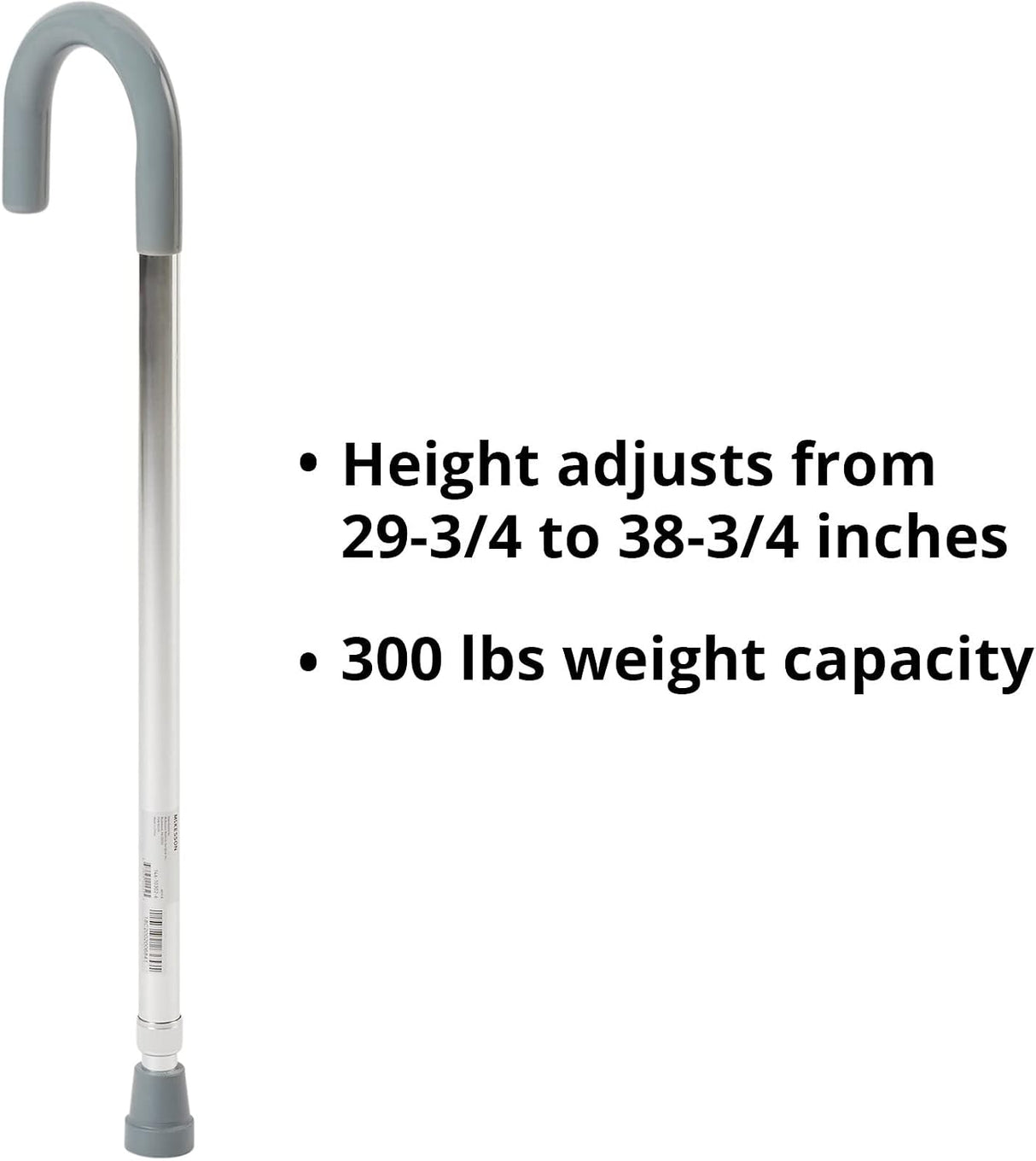 McKesson Round Handle Cane, Aluminum, 30 to 39 Inch Height - 146-RTL10342 - LL Medico