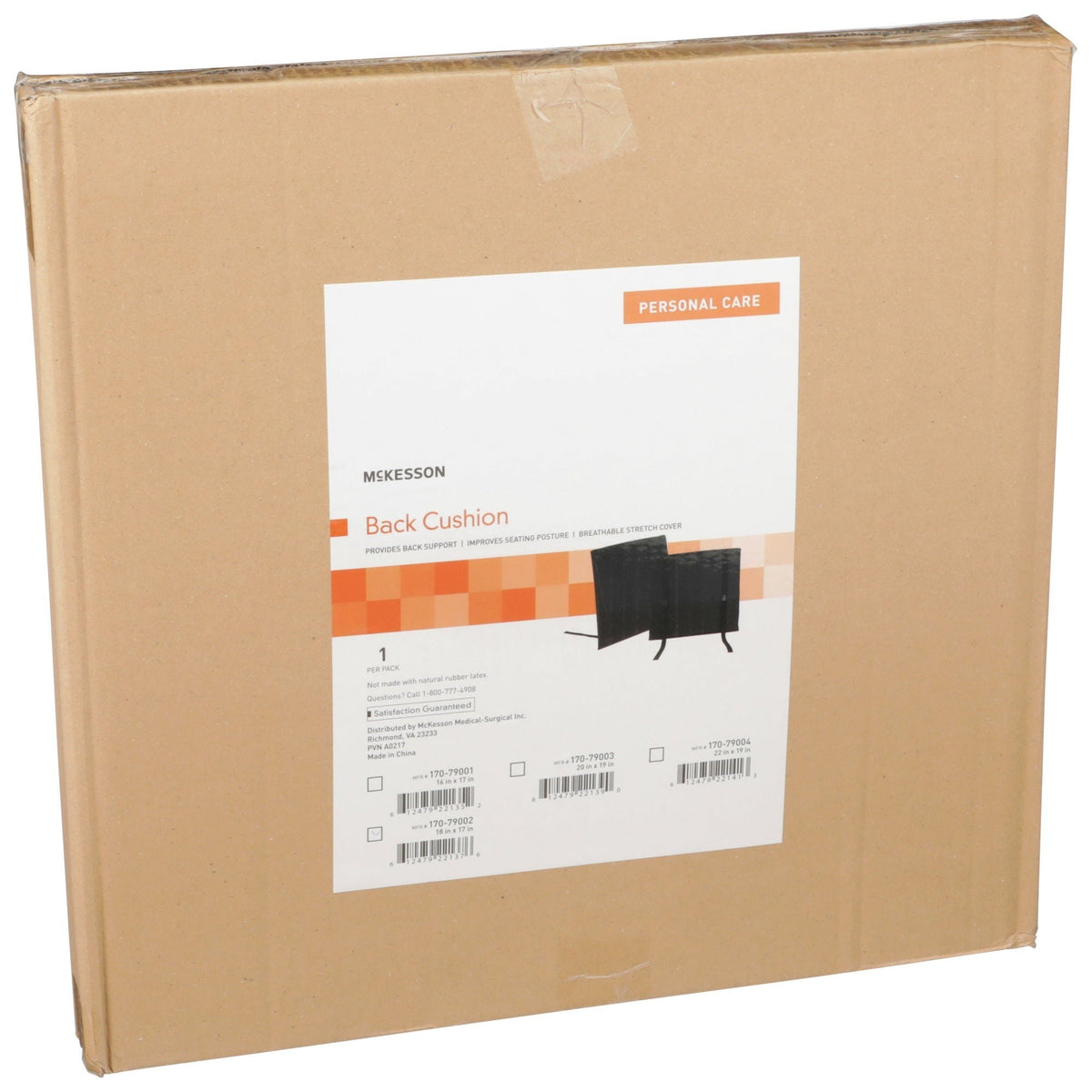 McKesson Seat Back Cushion for Wheelchairs, Standard, 18" x 17" - 170-79002-Single - LL Medico