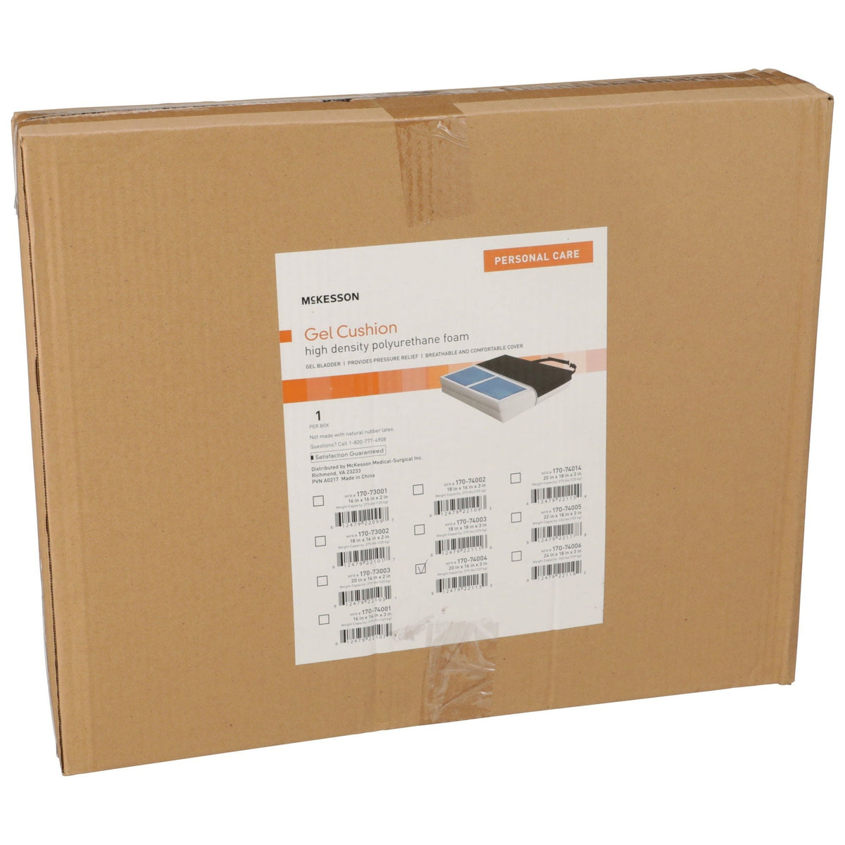 McKesson Seat Cushion, Foam / Gel, Standard, 20" x 16" x 3" - 170-74004-Single - LL Medico