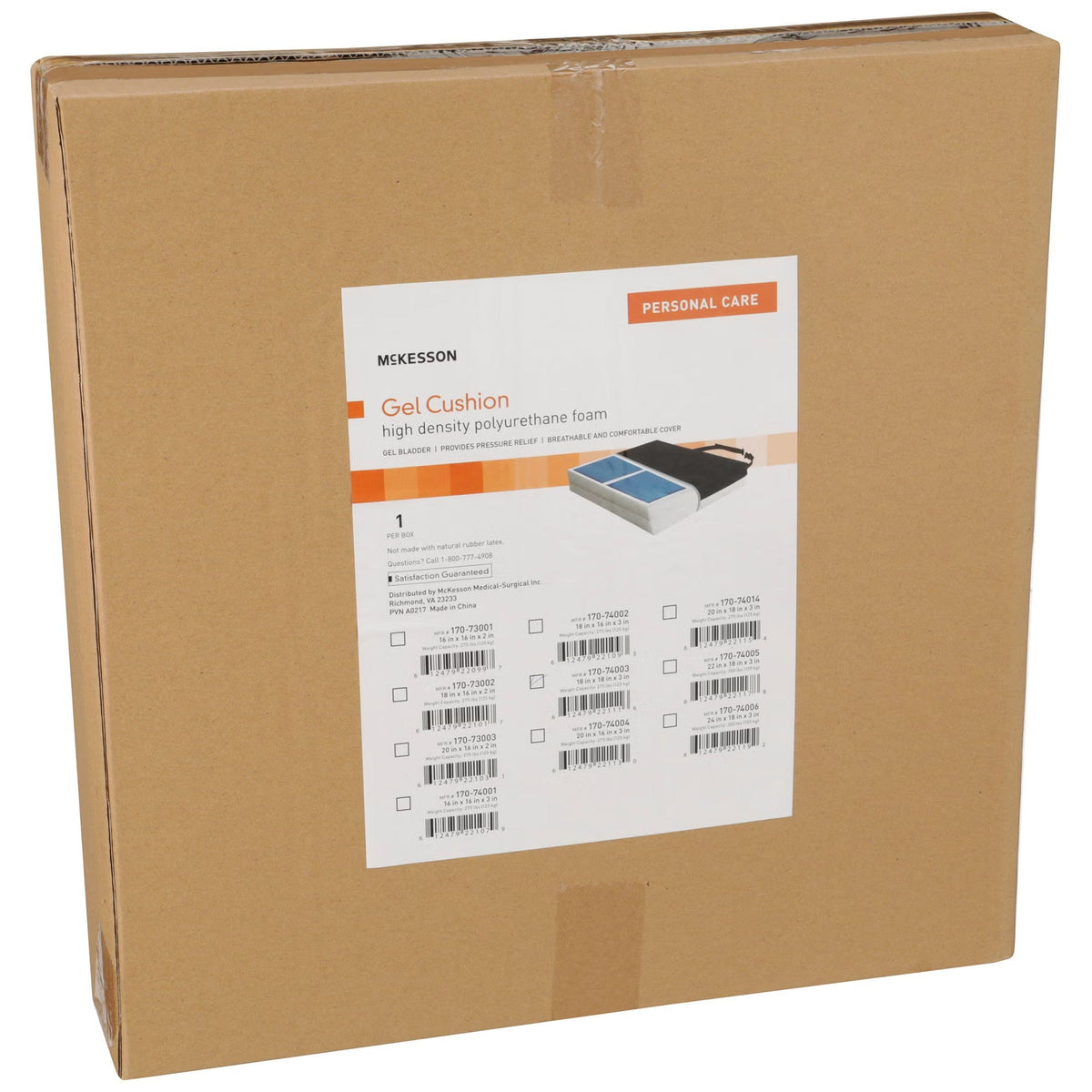 McKesson Seat Cushion, Foam/Gel, 18" x 18" x 3" - 170-74003-Single - LL Medico
