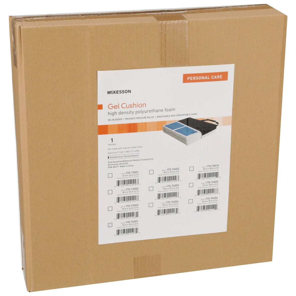 McKesson Seat Cushion for Wheelchairs and Office Chair, Foam/Gel, 16" x 16" x 3" - 170-74001-Single - LL Medico