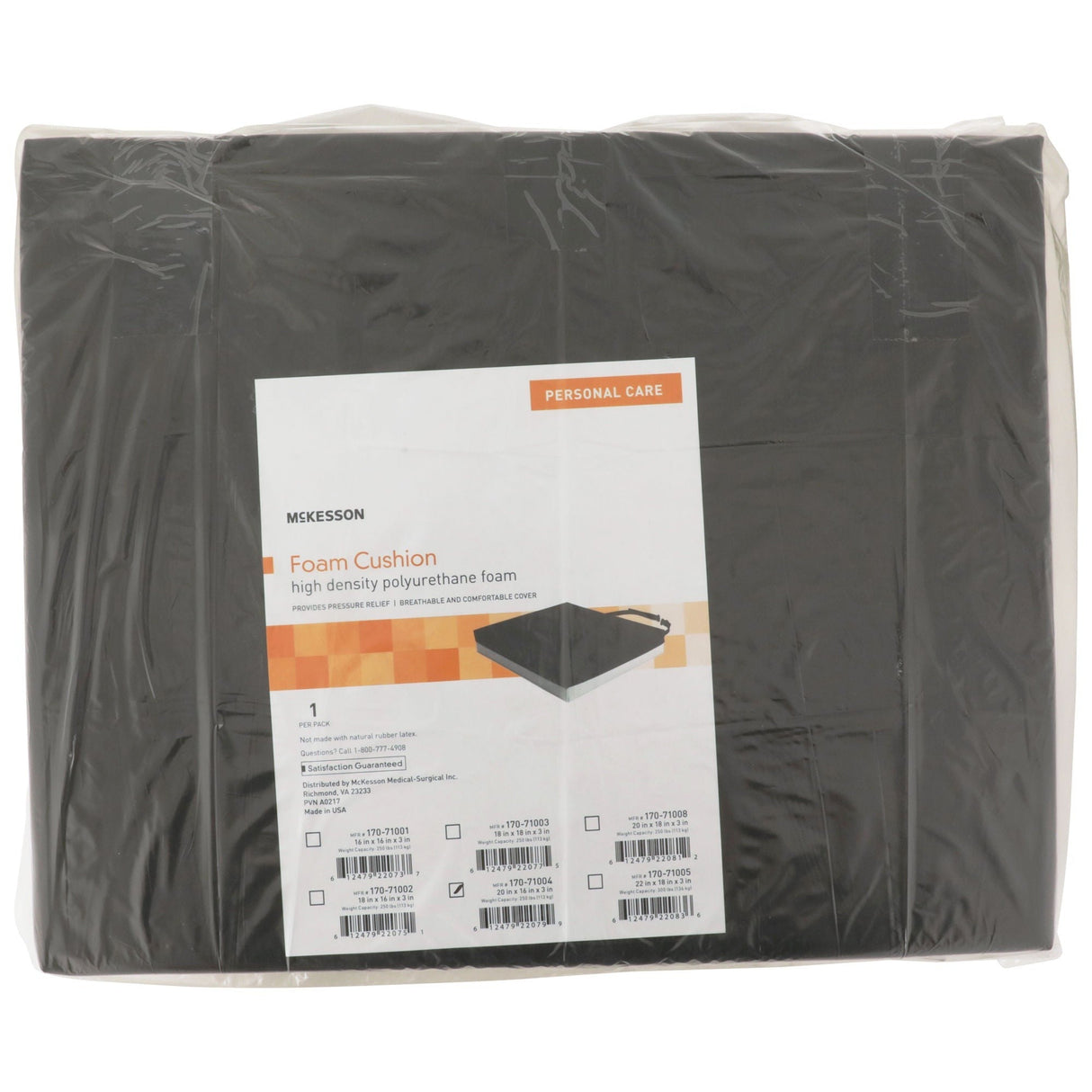 McKesson Seat Cushion, Standard, 20" W x 16" L x 3" D - 170-71004-Single - LL Medico