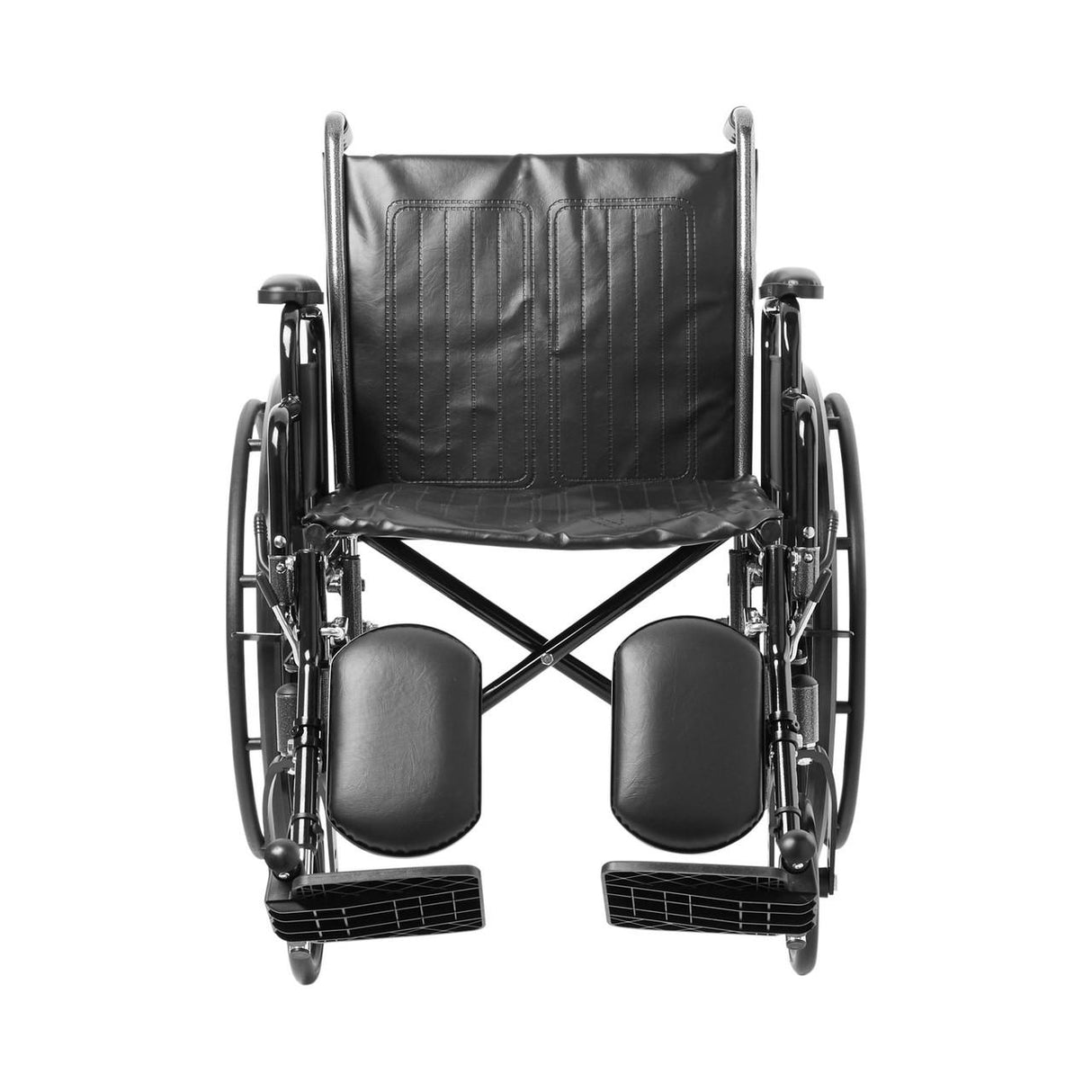 The McKesson Standard 20 Wheelchair, featuring elevating swing-away footrests and detachable desk arms, is shown against a white background.