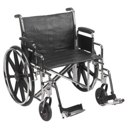 The McKesson Standard 24 Wheelchair features large rear wheels, swing-away footrests, and detachable desk arms for reliable mobility.