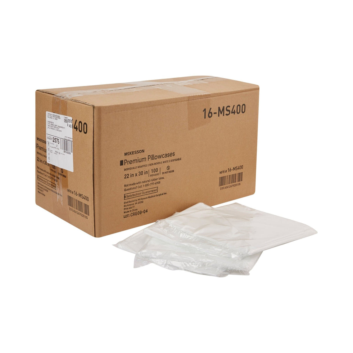 McKesson Standard Pillowcase, Disposable, White, 22" x 30" - 16-MS400-Case - LL Medico