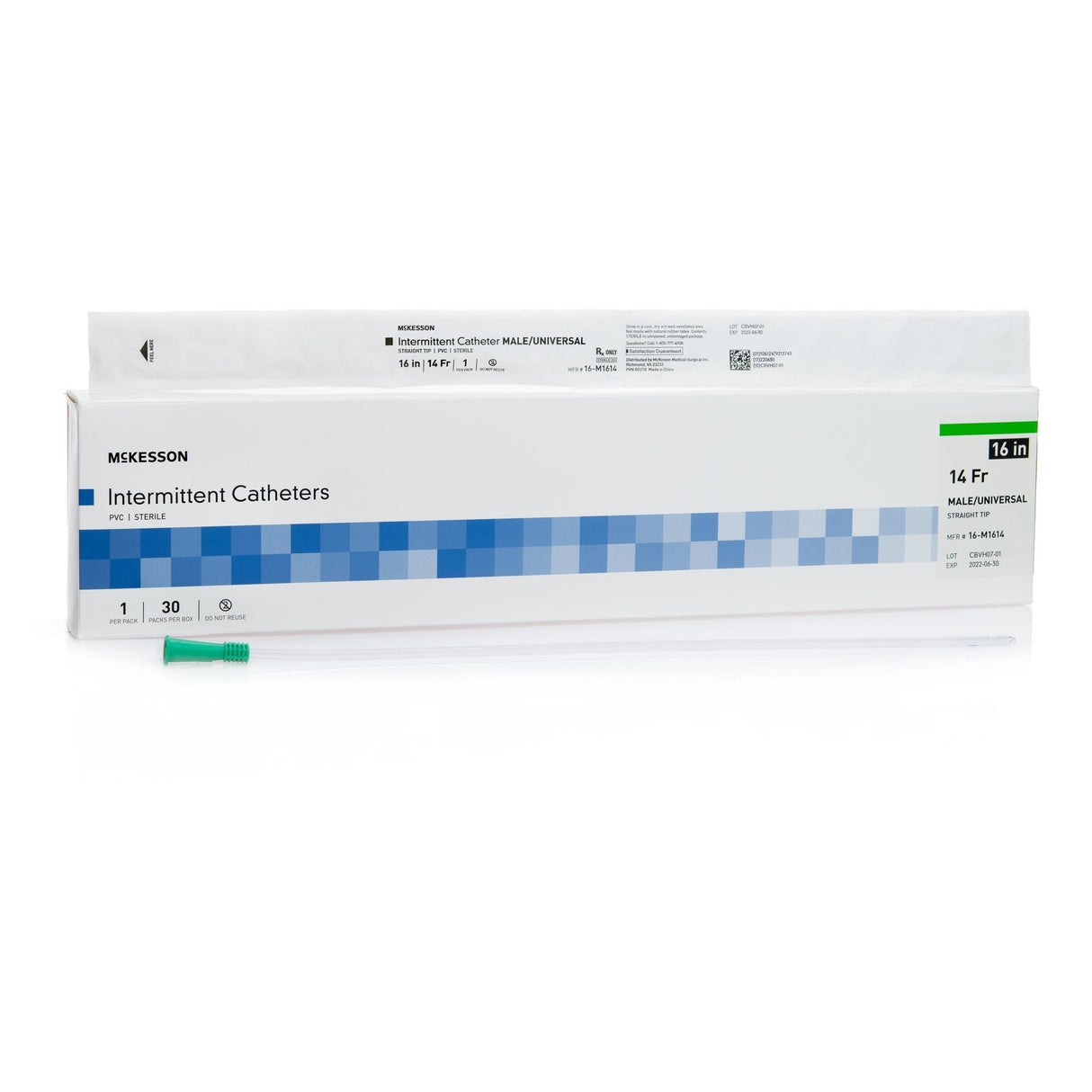 McKesson Straight Tip PVC Urethral Catheter, Male - 16-M1610-Box - LL Medico