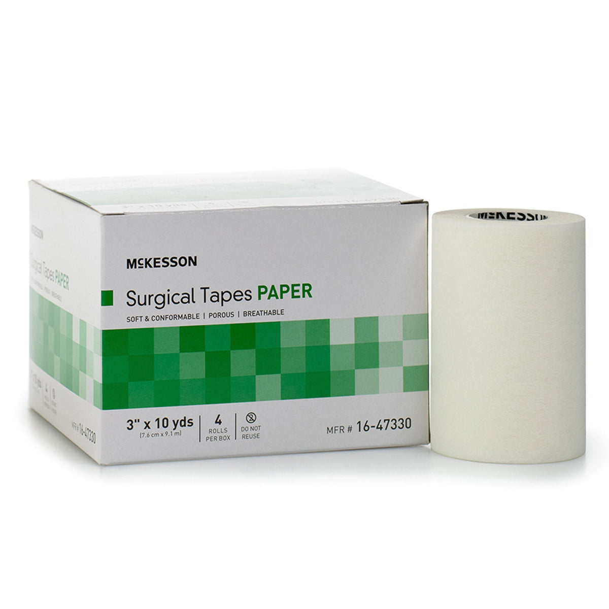 McKesson Surgical Tape Paper, Non-Sterile, White, 3" x 10 Yard - 16-47330-Single - LL Medico