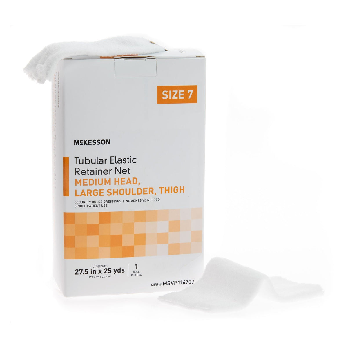 McKesson Tubular Elastic Retainer Net, Non-Sterile, Medium Head/Large Shoulder/Thigh, Size 7, 27.5 In x 25 Yds - MSVP114707-Box - LL Medico