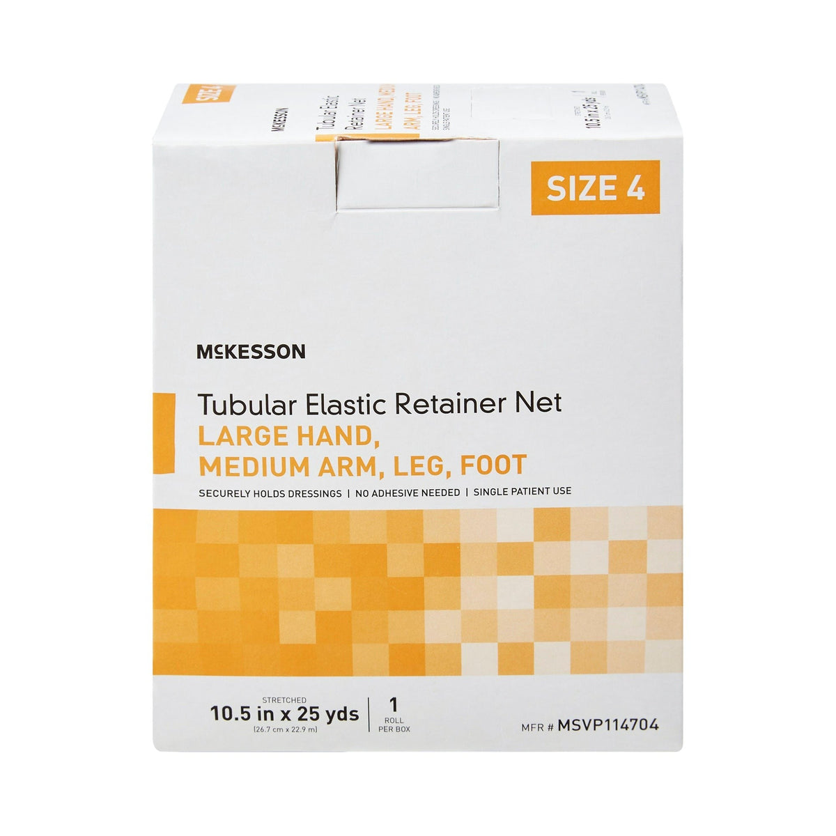 McKesson Tubular Elastic Retainer Net, Non-Sterile, Size 4, Large Hand/Medium Arm, Leg, Foot, 10.5 In x 25 Yds - MSVP114704-Box - LL Medico
