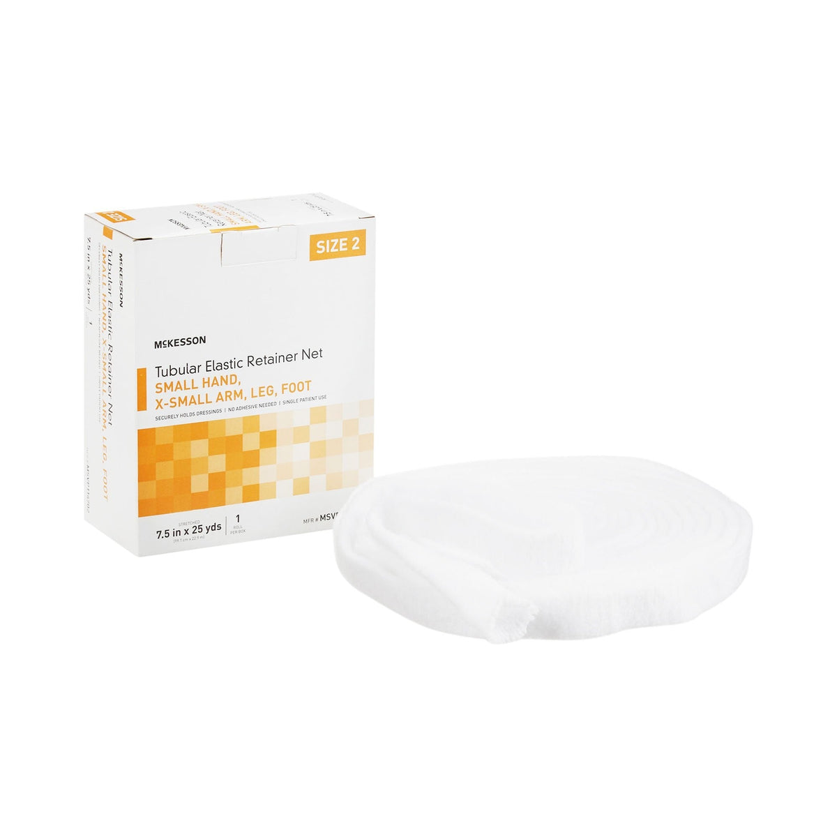 McKesson Tubular Elastic Retainer Net Small Hand/X-Small Arm, Non-Sterile, Leg, Foot, Size 2, 7.5 In x 25 Yds - MSVP114702-Box - LL Medico