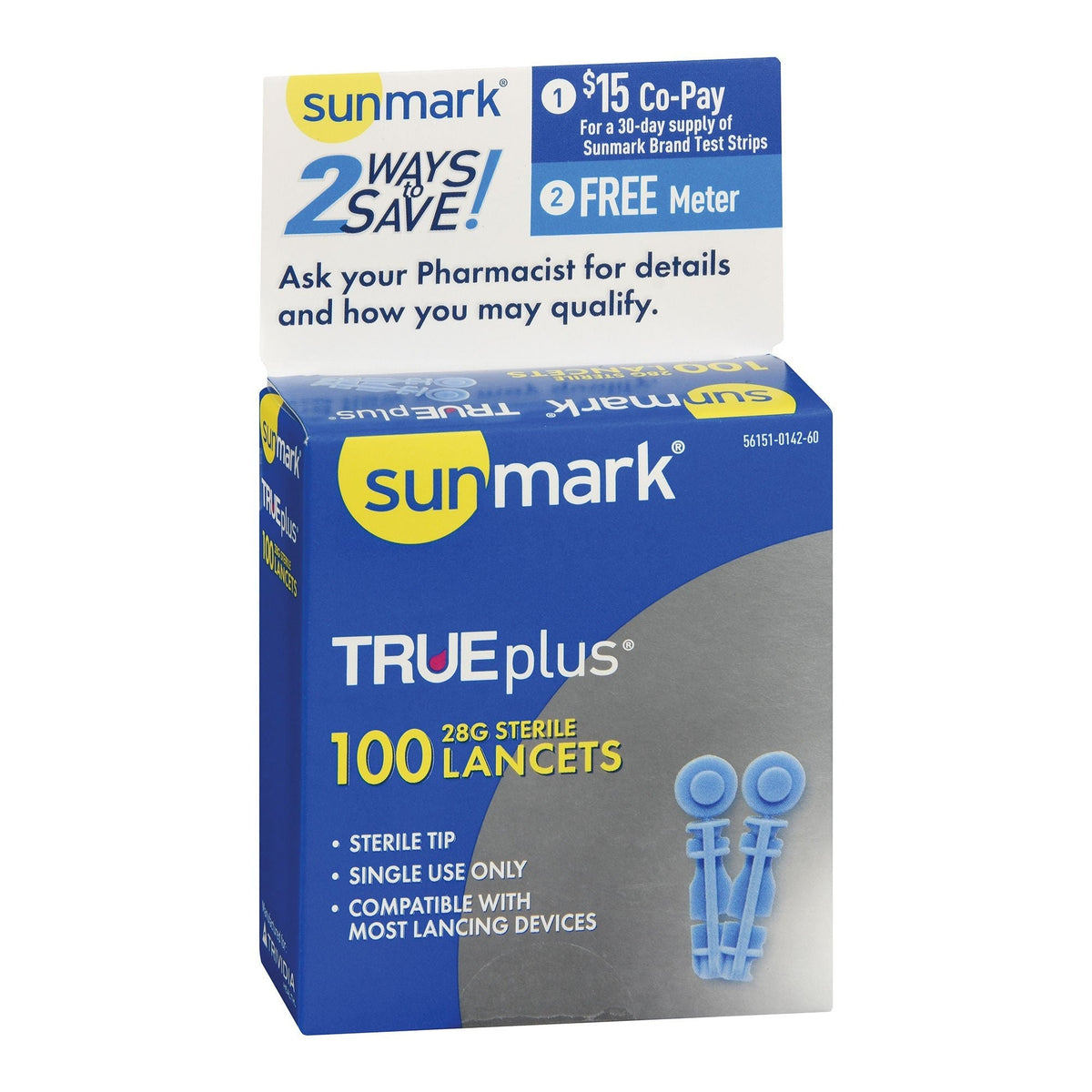 McKesson Sunmark TRUEplus Sterile Lancets, 28 Gauge, 100 Count - 56151014260 - LL Medico
