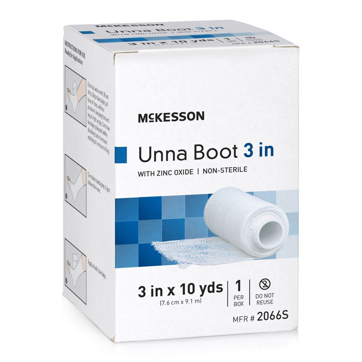 McKesson Unna Boot with Zinc Oxide, Non-Sterile, 3 In x 10 Yds - 2066S-Single - LL Medico