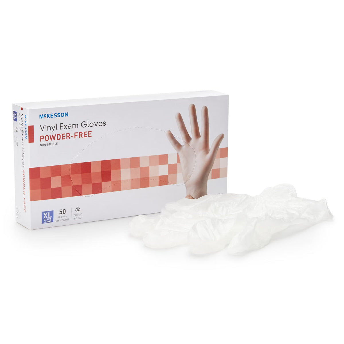McKesson Vinyl Exam Gloves, Powder-Free, Extra Large - 14-170-Box - LL Medico